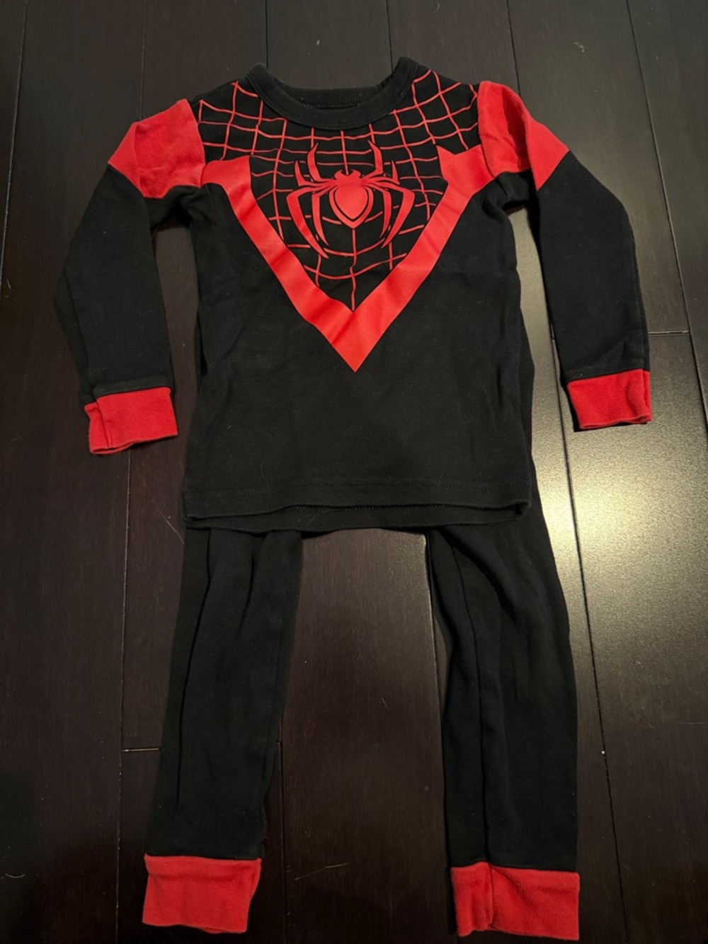 GAP Black & Red Spider Emblem Kids Superhero Pajama Costume